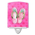 Carolines Treasures Carolines Treasures BB8224CNL Pink Flip Flops Pink Polkadot Ceramic Night Light BB8224CNL